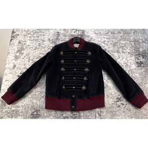 Free People Womens XS Atlas Bomber Jacket Solid Violet Military Band Boho